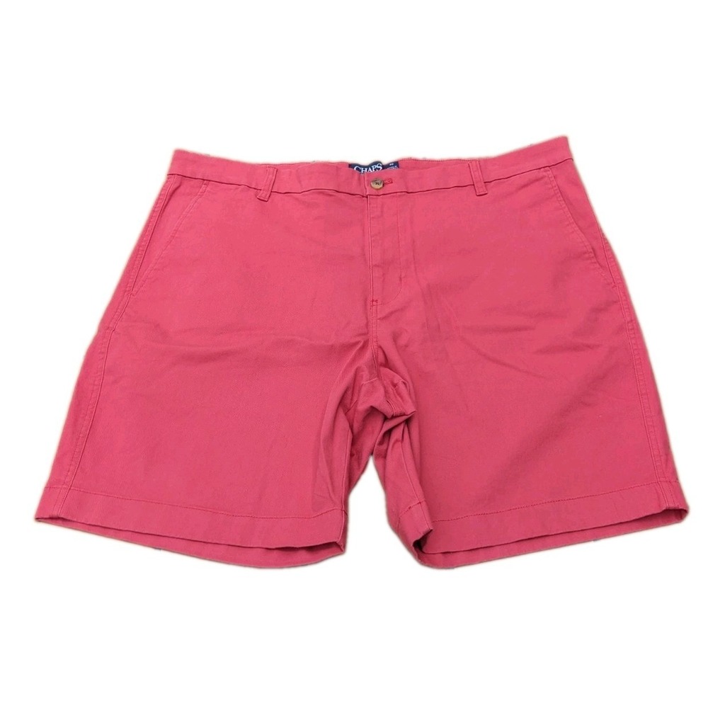 Ralph Lauren Chaps Men's 40 Flat Front Chino Shorts Salmon Red Cotton Stretch